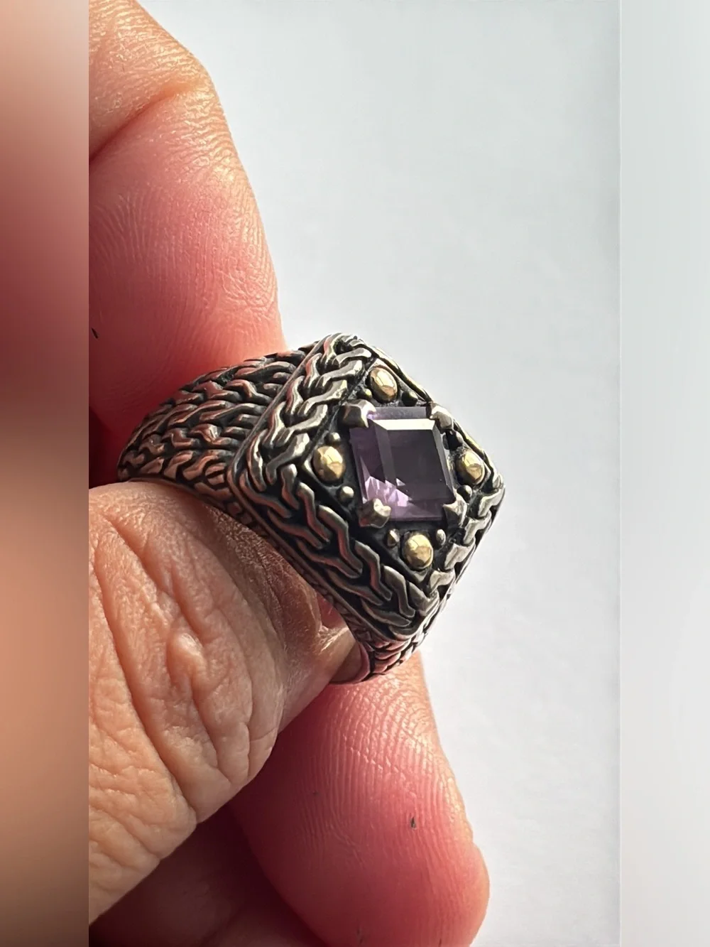 18k Gold & Sterling Silver Amethyst Ring